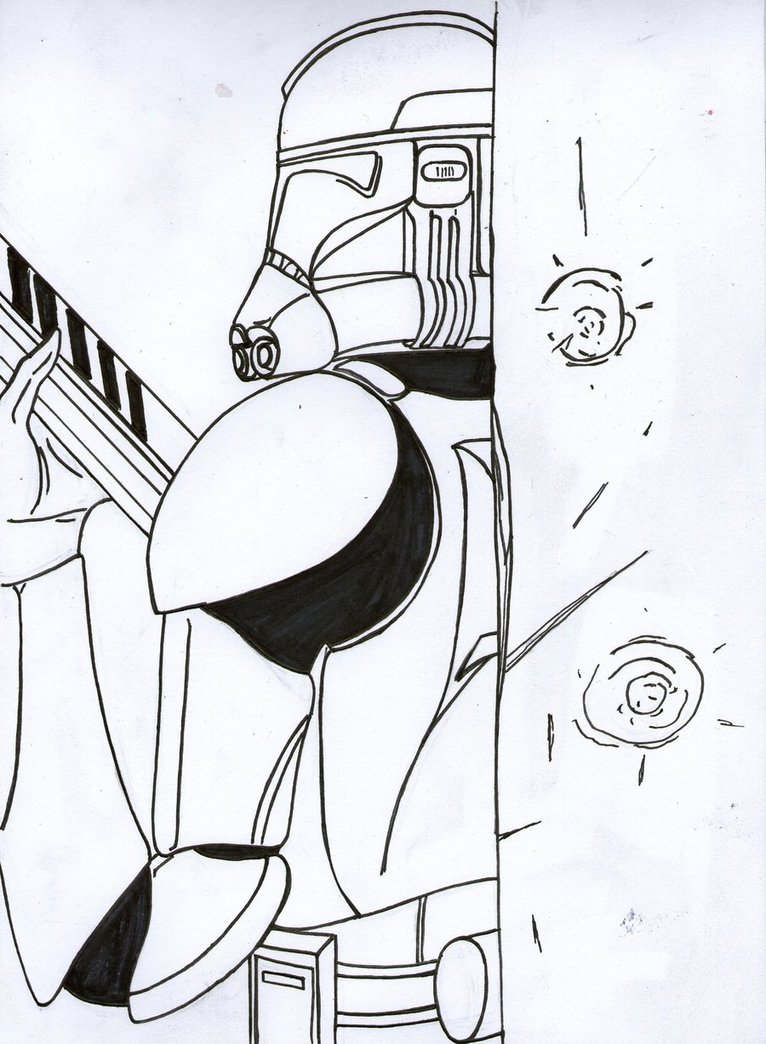 766x1044 Clone Trooper Taking Cover Line Drawing By Funtimes