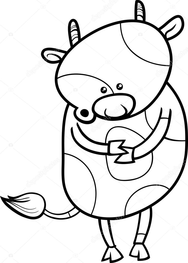 732x1023 Farm Cow Cartoon Coloring Page Stock Vector Izakowski