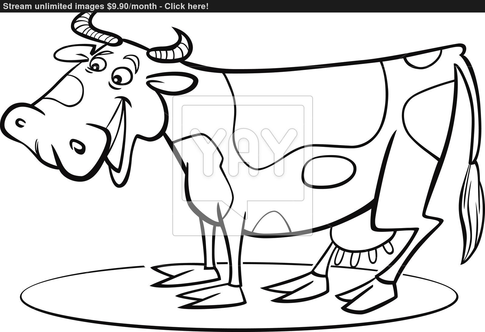 1600x1096 Cartoon Cow Coloring Page Image