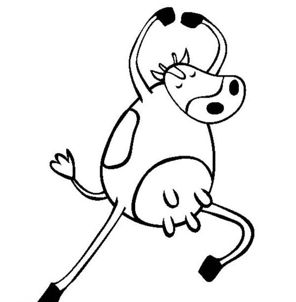 600x612 Cartoon Of Strong Cow Coloring Page
