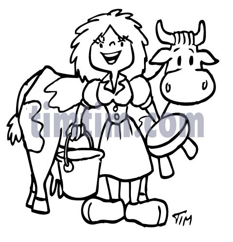 479x499 Free Drawing Of A Cow And Milkmaid Bw From The Category Farm