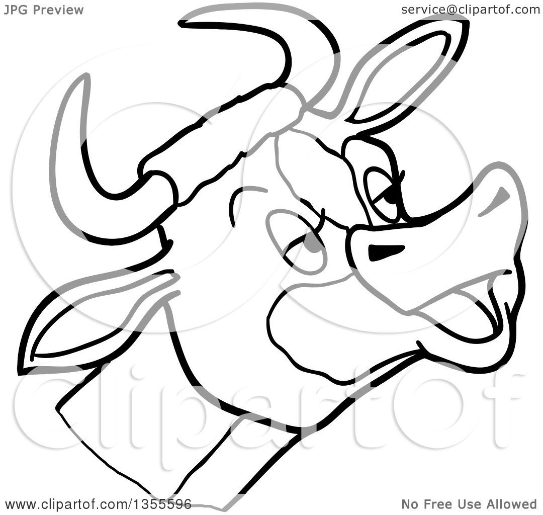1080x1024 Outline Clipart Of A Cartoon Black And White Mooing Cow Head