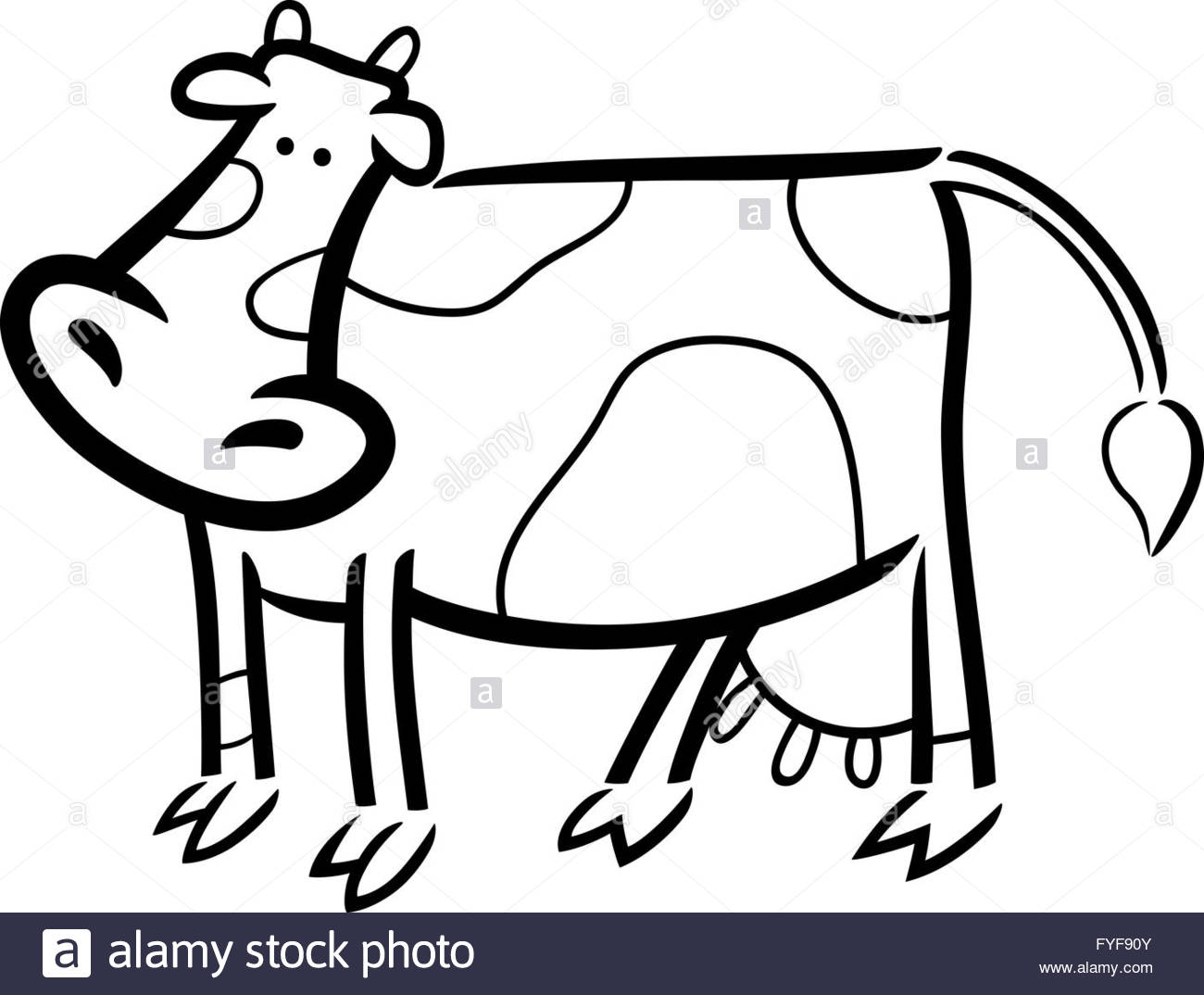1300x1074 Cartoon Doodle Of Farm Cow For Coloring Stock Photo, Royalty Free