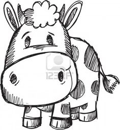 236x256 Cute Doodle Sketch Cow Vector Illustration Stock Photo Cute