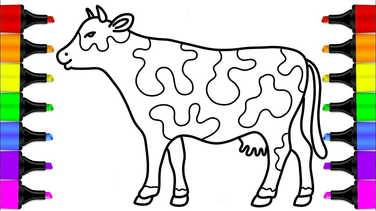 1280x720 How To Draw A Cow Coloring Pages For Kids