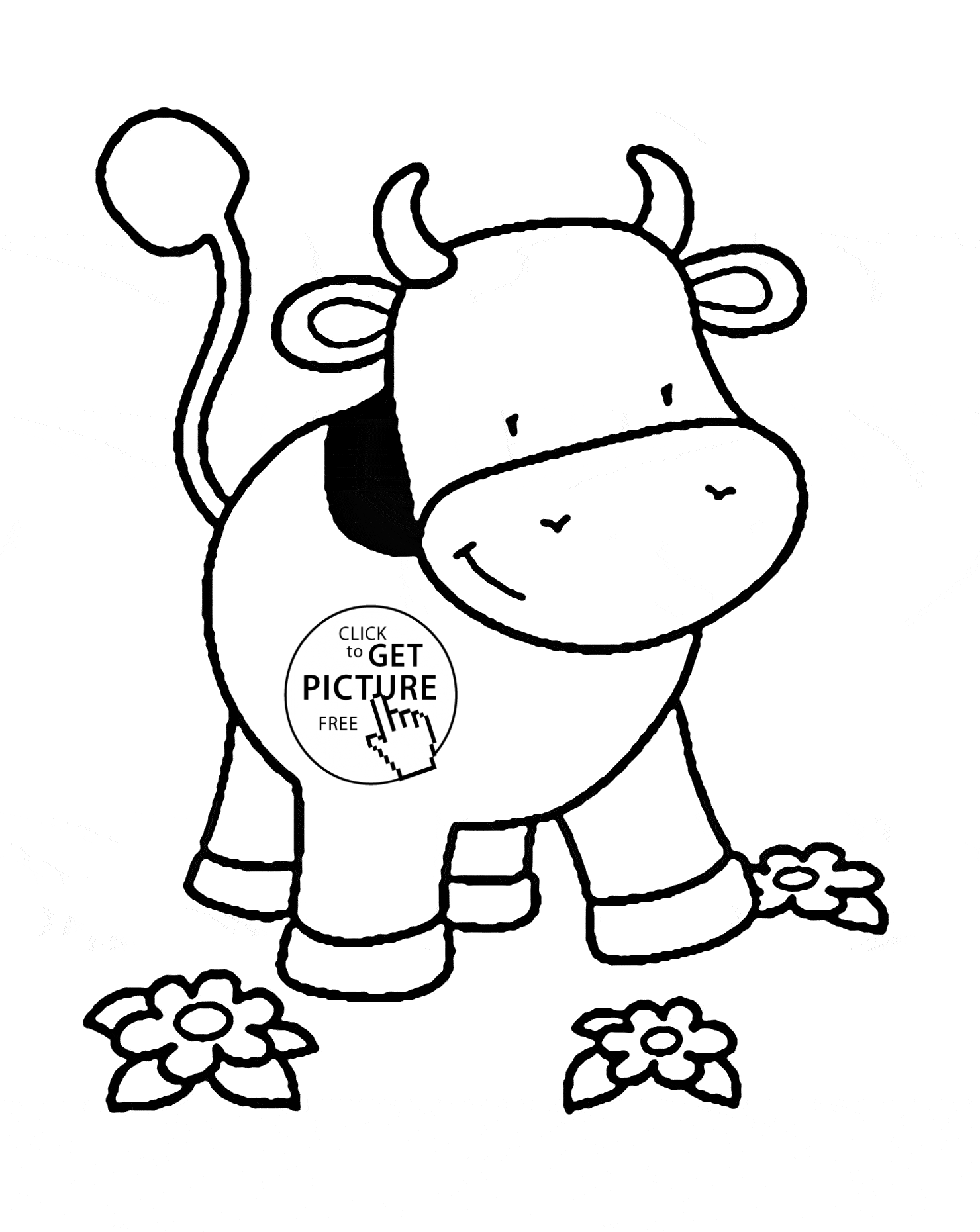 1480x1861 Small Cow Coloring Page For Kids, Animal Coloring Pages Printables