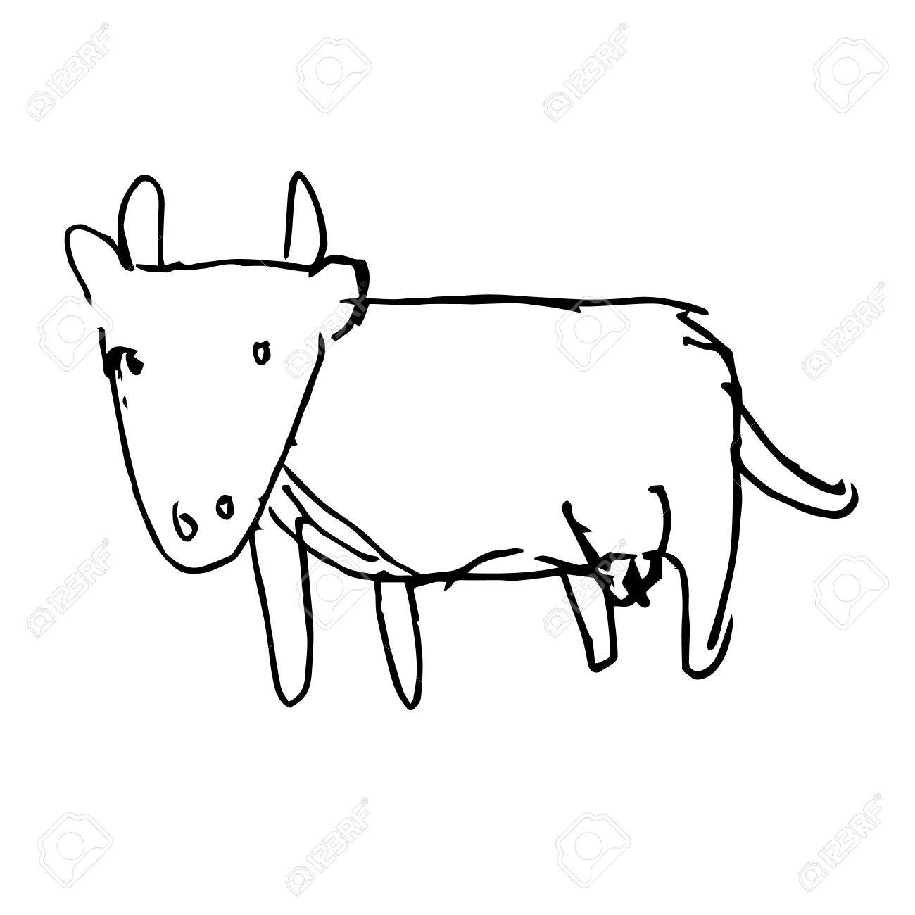 1300x1300 Freehand Sketch Illustration Of Cow Doodle Hand Drawn In Kid