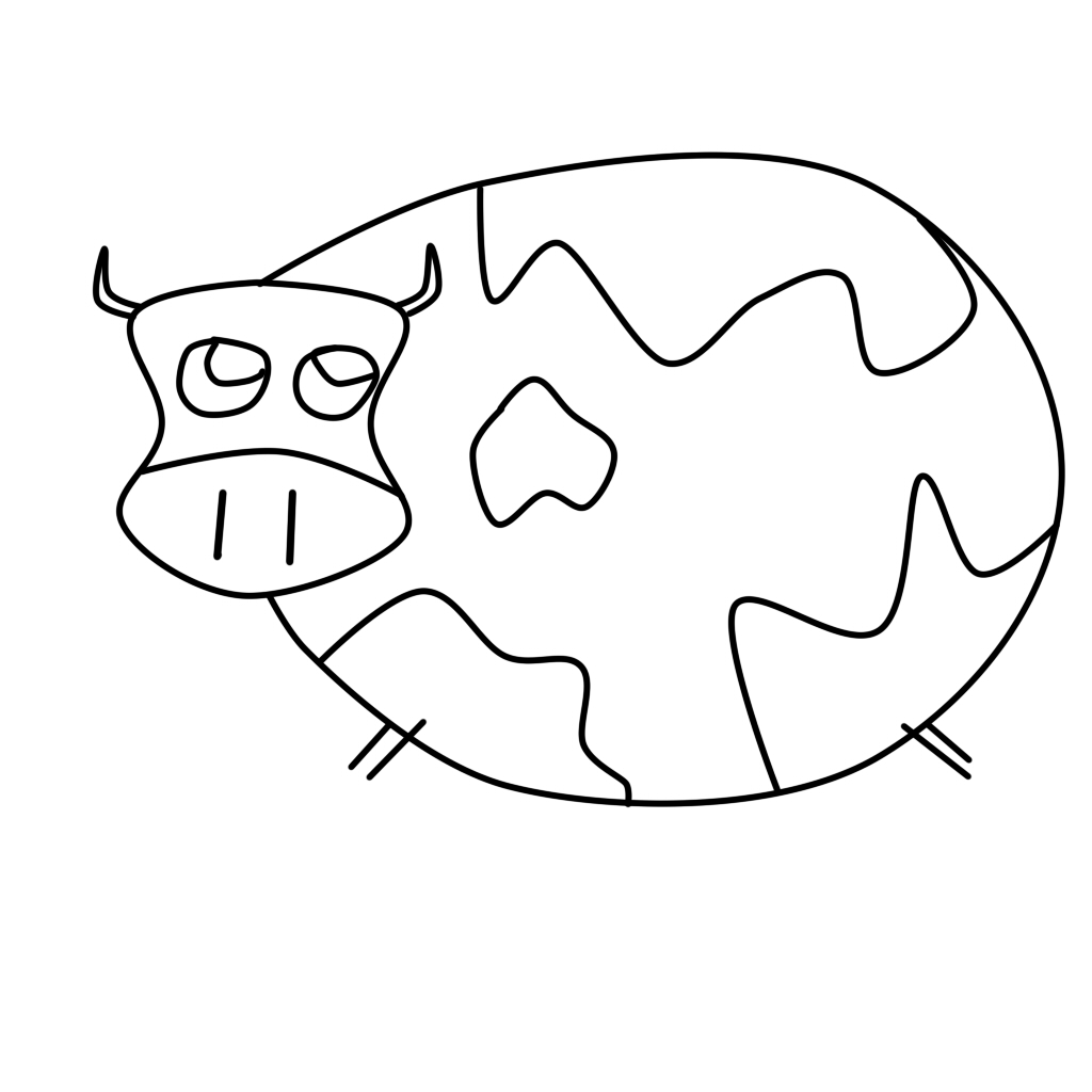 1024x1024 Fat Cow Outline By Quiblanc