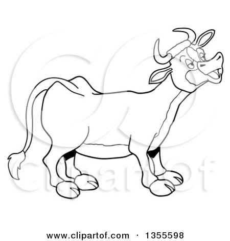 450x470 Outline Clipart Of A Cartoon Black And White Mooing Cow
