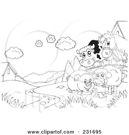450x470 Royalty Free (Rf) Clipart Illustration Of A Coloring Page Outline