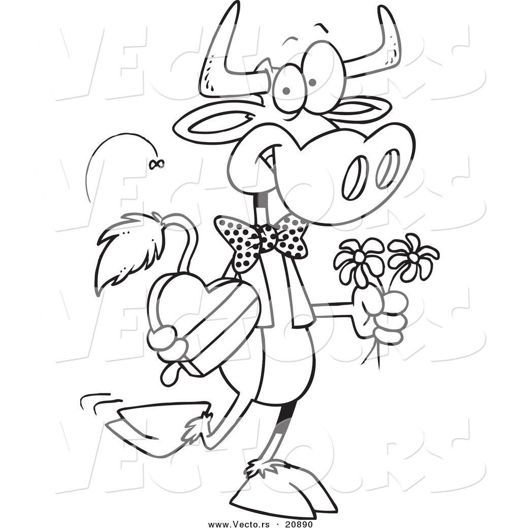 1024x1044 Vector Of A Cartoon Romantic Cow
