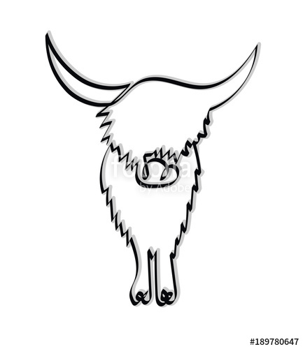 433x500 Minimalistic Continuous One Line Drawing Of A Highland Cow. Vector