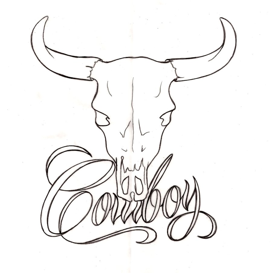 900x906 Cowboy Bull Skull Tattoo By ~metacharis On Tattoos