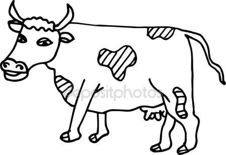 449x308 Cute Cow. Simple Flat Style. For Painting Stock Vector