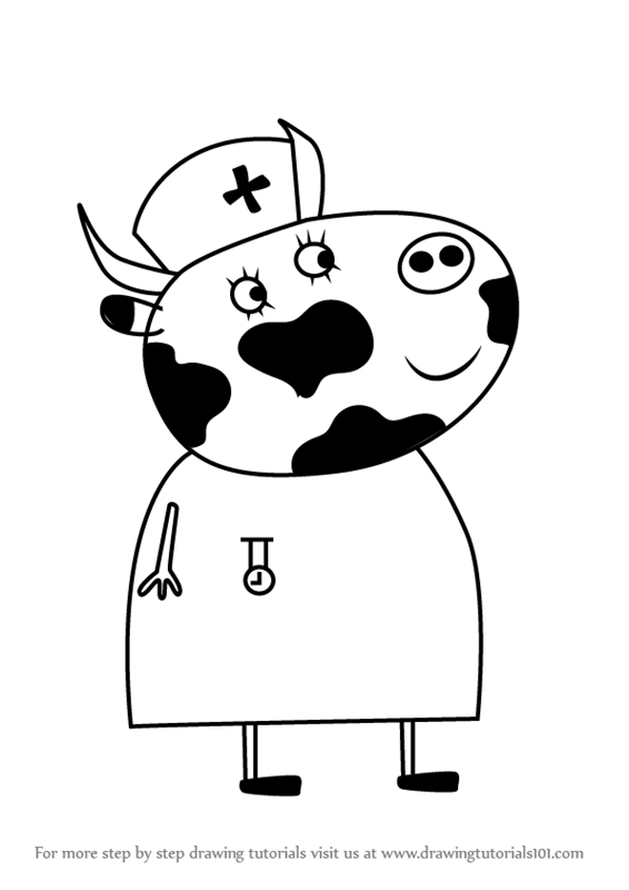 566x800 Learn How To Draw Mrs. Cow From Peppa Pig (Peppa Pig) Step By Step