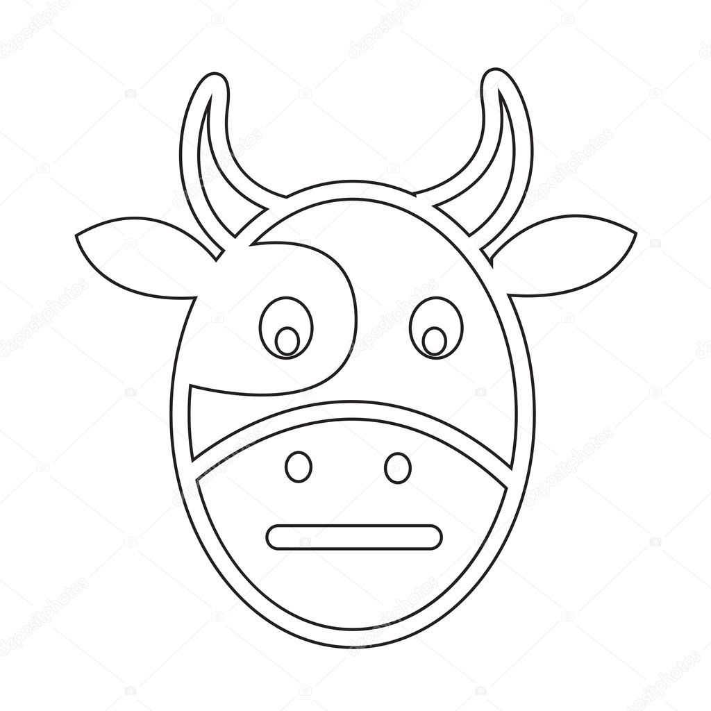 1024x1024 Cow Face Emotion Icon Illustration Sign Design Stock Vector