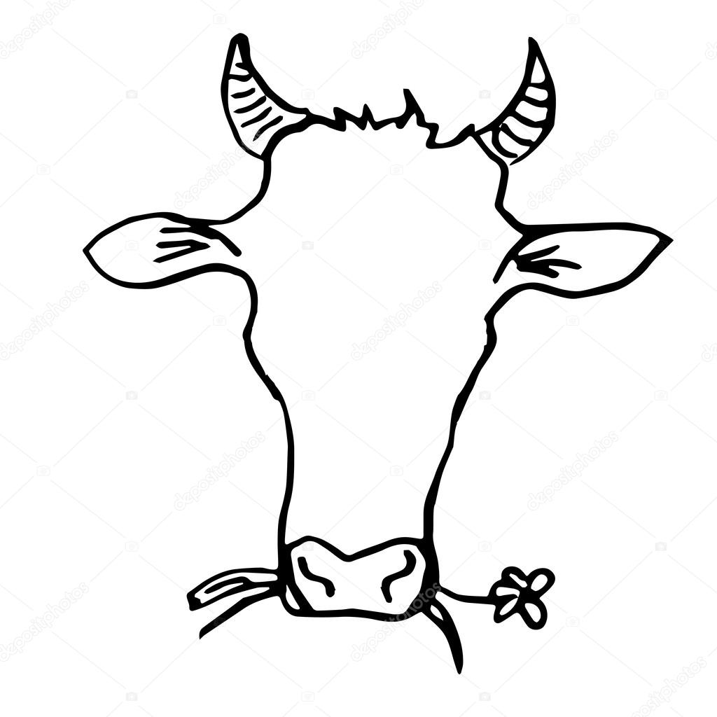1024x1024 Cow Head Hand Drawing Stock Vector Vectorielle