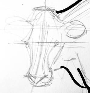 300x308 Cow Head And Face Drawing Rustic Living Cow Head