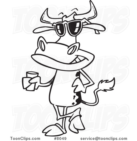 581x600 Cartoon Blacknd White Line Drawing Of Cow Standing