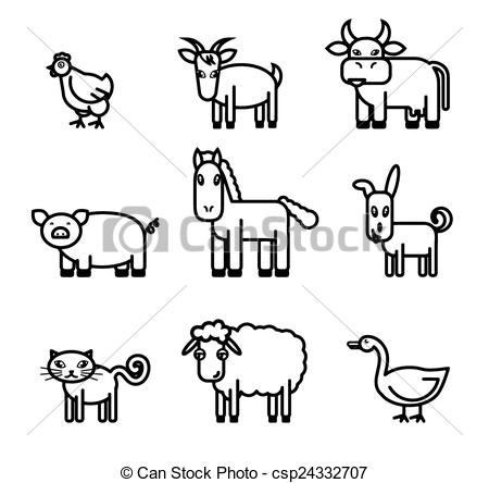 450x444 Farm Animals Clipart Line Drawing