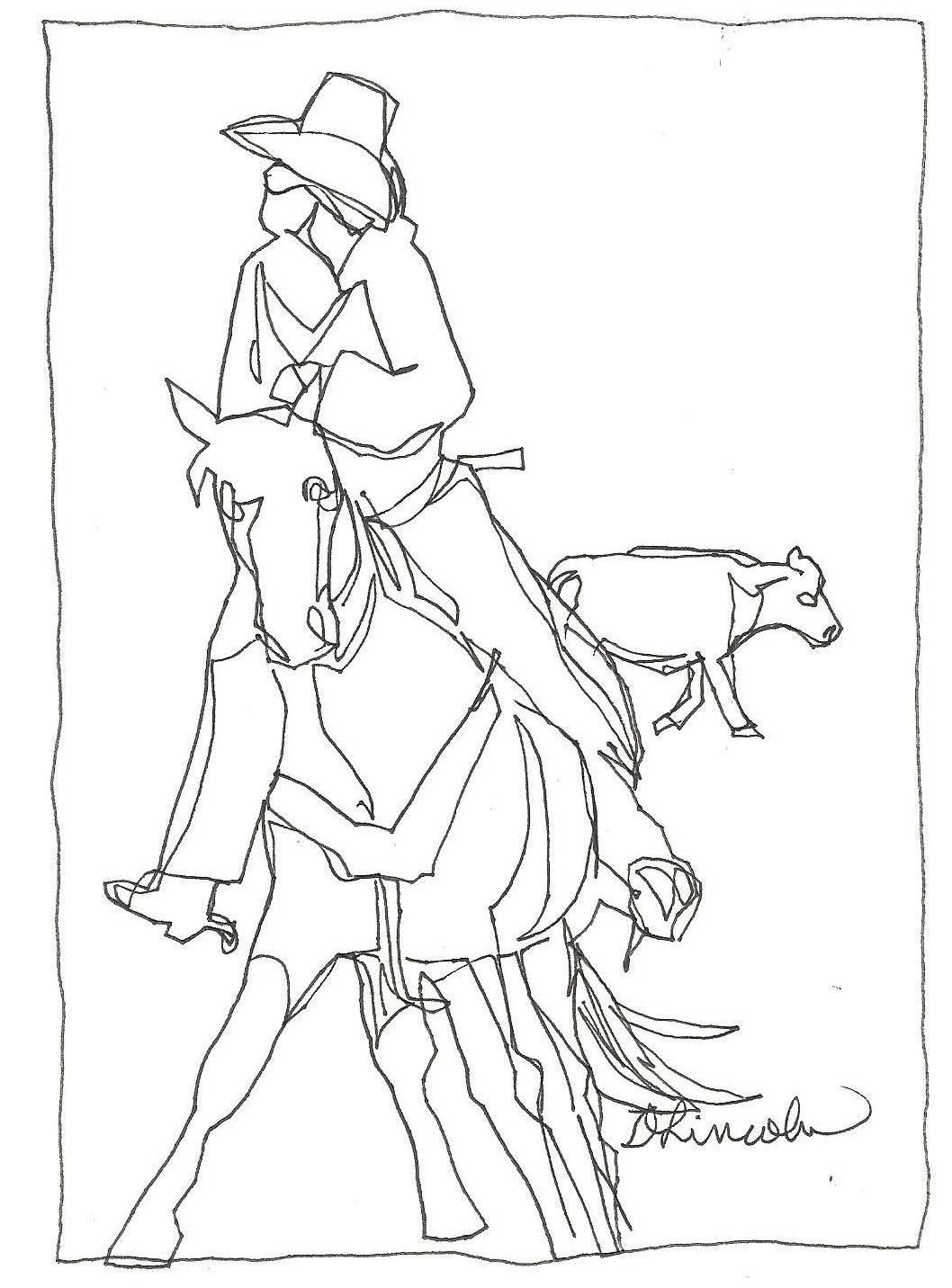 1058x1432 Lost The Cow Continuous Line Drawing Original Art Painting By