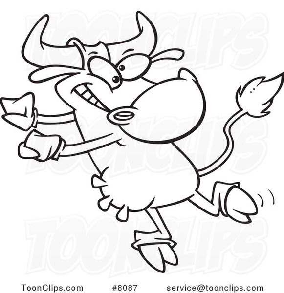 581x600 Cartoon Black And White Line Drawing Of A Dancing Cow