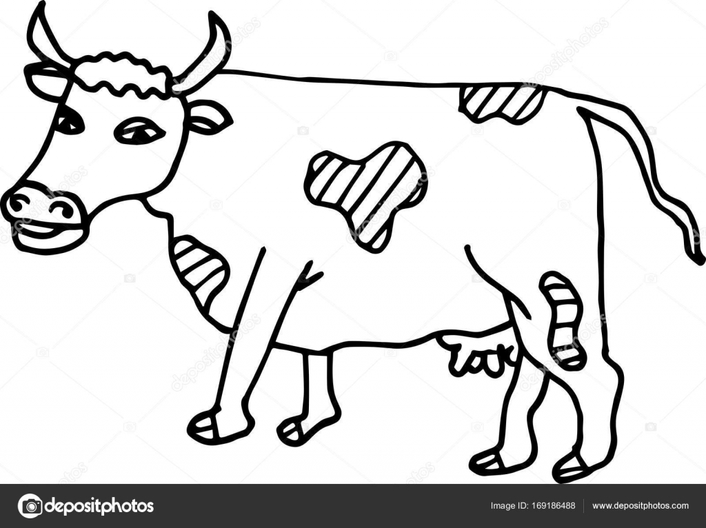 1024x766 Cute Cow. Simple Flat Style. For Painting Stock Vector