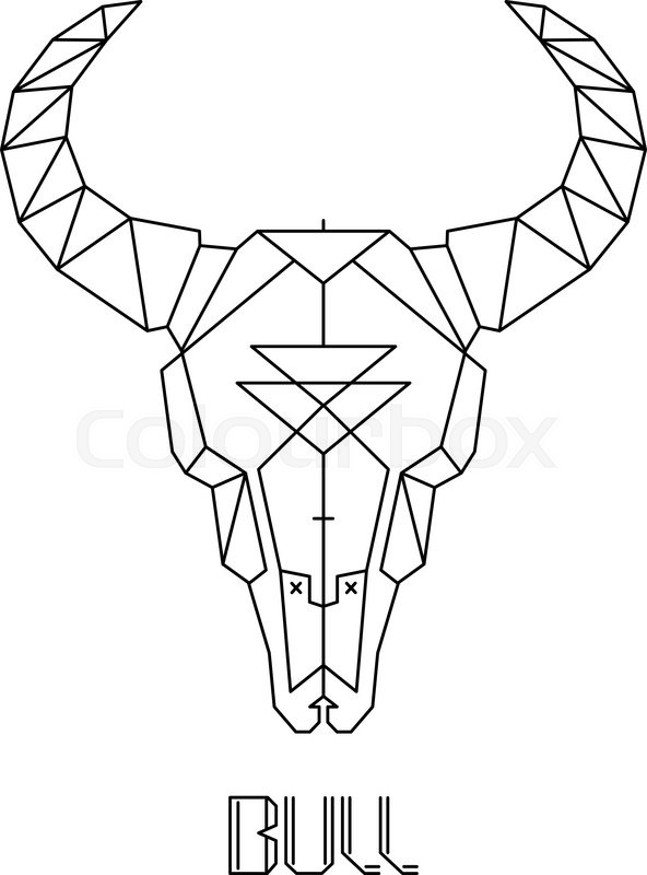 592x800 Bull Skull, Cow Skull Vector Print On T Shirt Stock Vector