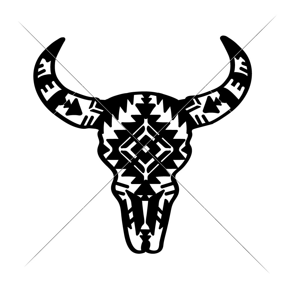 1000x1000 Cow Skull With Aztec Pattern 2