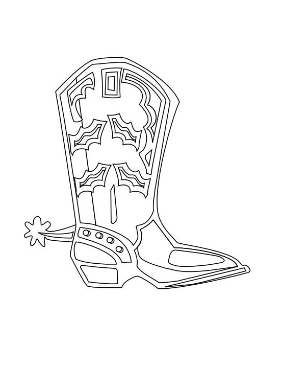 555x718 Cowboy Boots Black And White Line Art Coloring Page