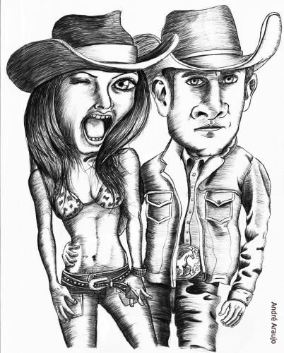 402x500 Cowgirl And Cowboy Cartoon Eclectic Cartoons