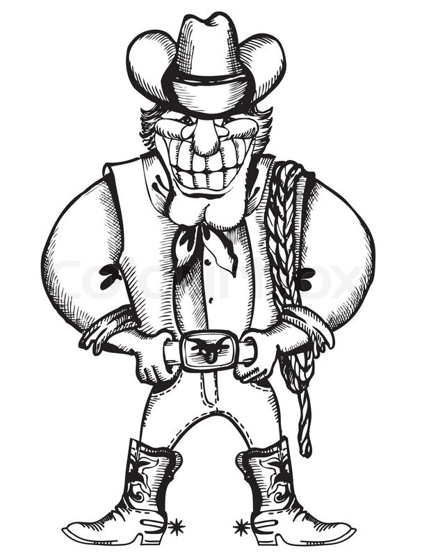 607x800 Smiling Cowboy With Lasso Stock Vector Colourbox