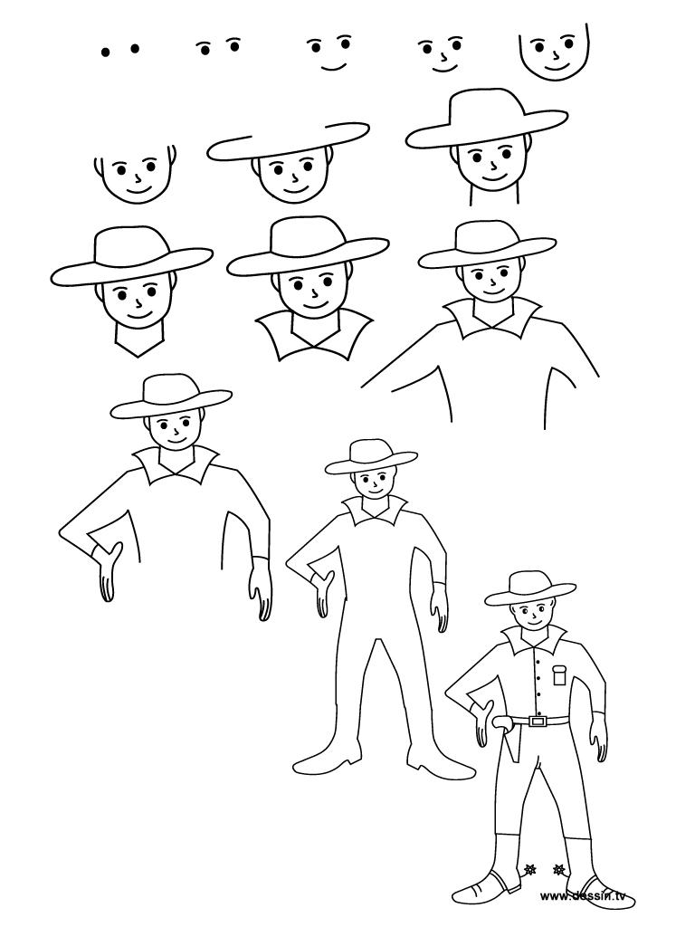 768x1024 Drawing Cowboy