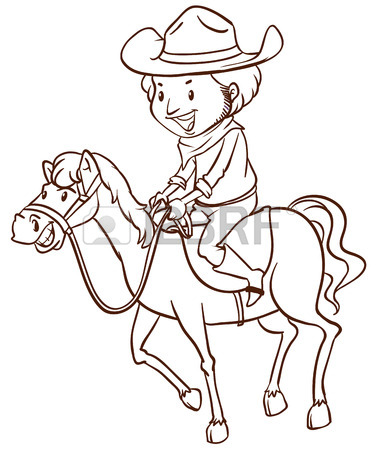 379x450 Illustration Of A Simple Drawing Of A Cowboy On A White Background