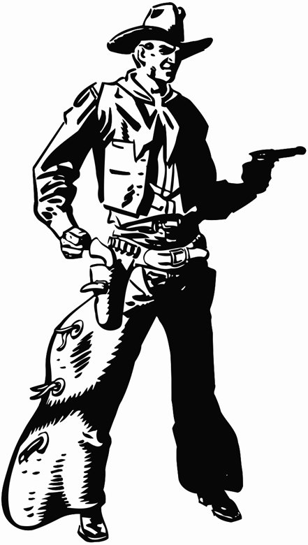 441x780 Cowboy Drawing Pistol Printable Image Illustration Sketch