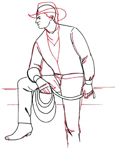 400x511 How To Draw A Cowboy In 5 Steps Cowboys, Drawing Clothes