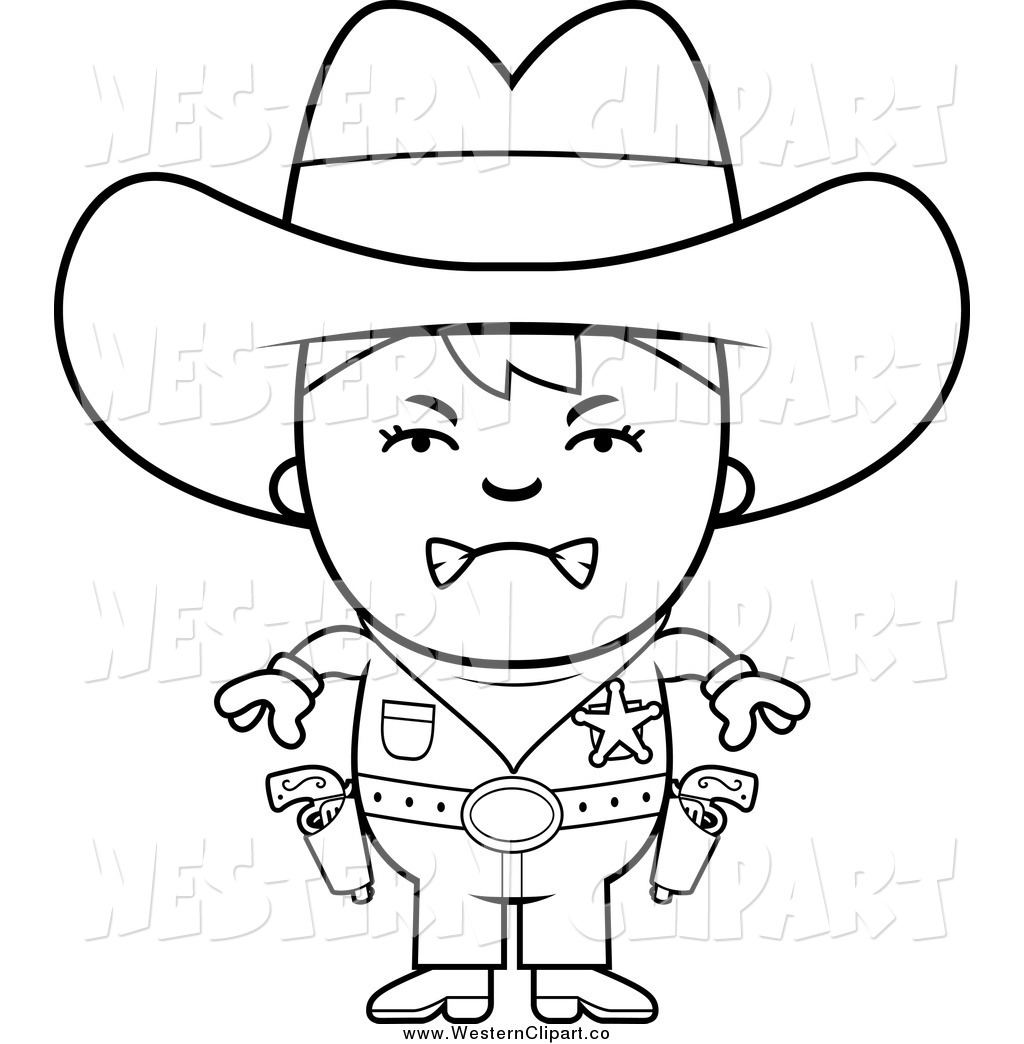 1024x1044 Vector Clip Art Of A Black And White Angry Sheriff Cowboy Kid By