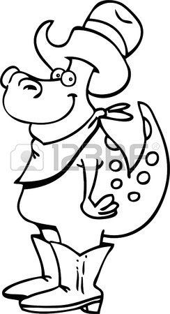 244x450 Cartoon Illustration Of A Dinosaur Wearing A Cowboy Hat And Boots