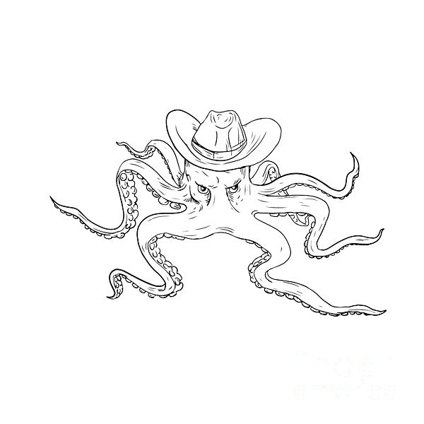 600x600 Octopus Wearing Cowboy Hat Drawing Digital Art By Aloysius Patrimonio