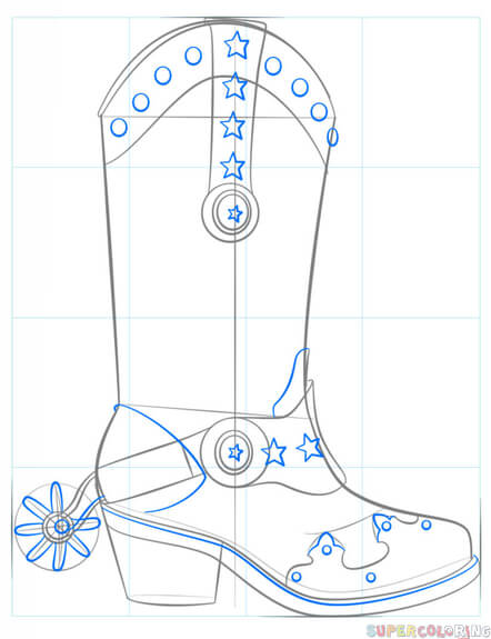442x575 How To Draw A Cowboy Boot Step By Step Drawing Tutorials