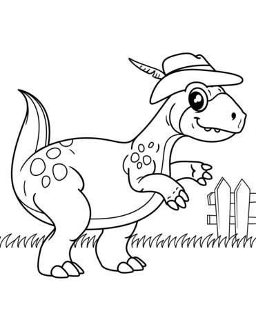 371x480 Dinosaur Wearing Cowboy Hat Coloring Page Free Printable