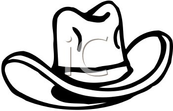 350x225 Picture Of A Cowboy Hat In Black And White In A Vector Clip Art