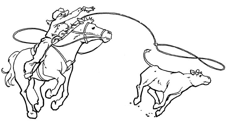 719x398 Coloring A Cowboy Catches A Calf With His Lasso Picture