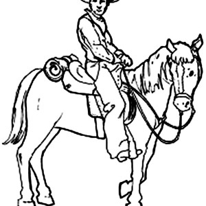 300x300 Cowboy Sitting On Crazy Horse Rodeo Coloring Page Coloring Sun