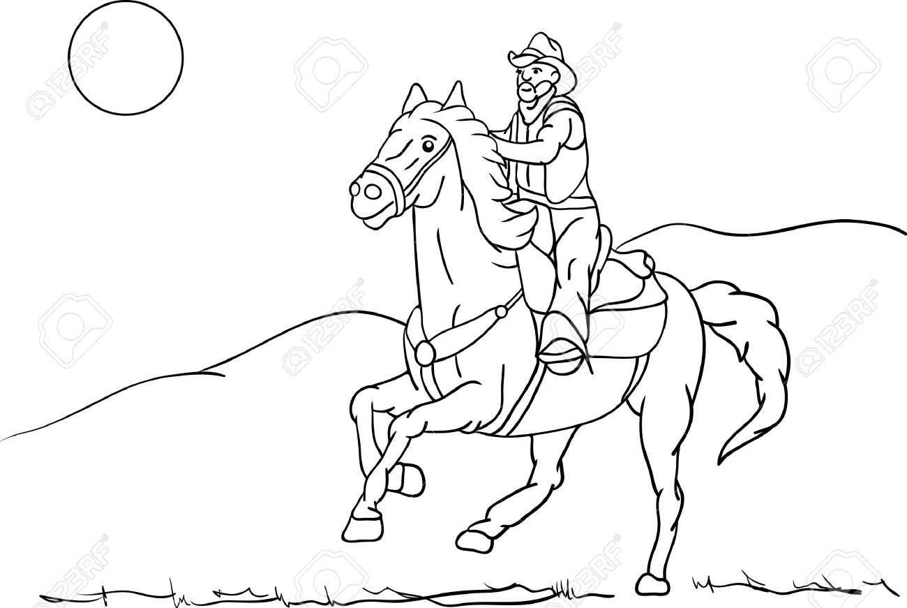 1300x871 Older Rider On Horseback Riding Fast Landscape Royalty Free