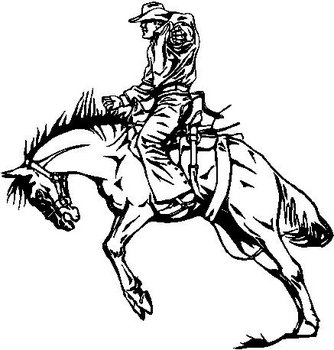 334x350 Riding A Bucking Horse, Vinyl Cut Decal