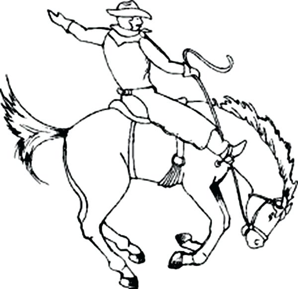 600x582 Cowboy Coloring Pages Printable Cowboy Sitting On Crazy Horse