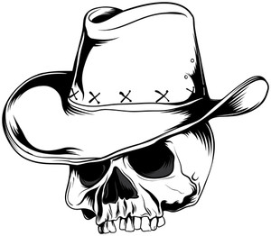 300x262 Skull Vector Element With Cowboy Hat Royalty Free Stock Image