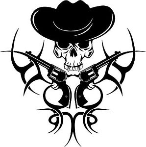 298x300 Tribal Cowboy Skull Gun Western Rodeo Car Truck Window Vinyl Decal