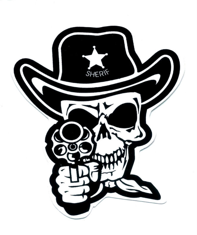671x800 Skull And Pistols Skull Sheriff Cowboy Punk Rock Gun Pistol